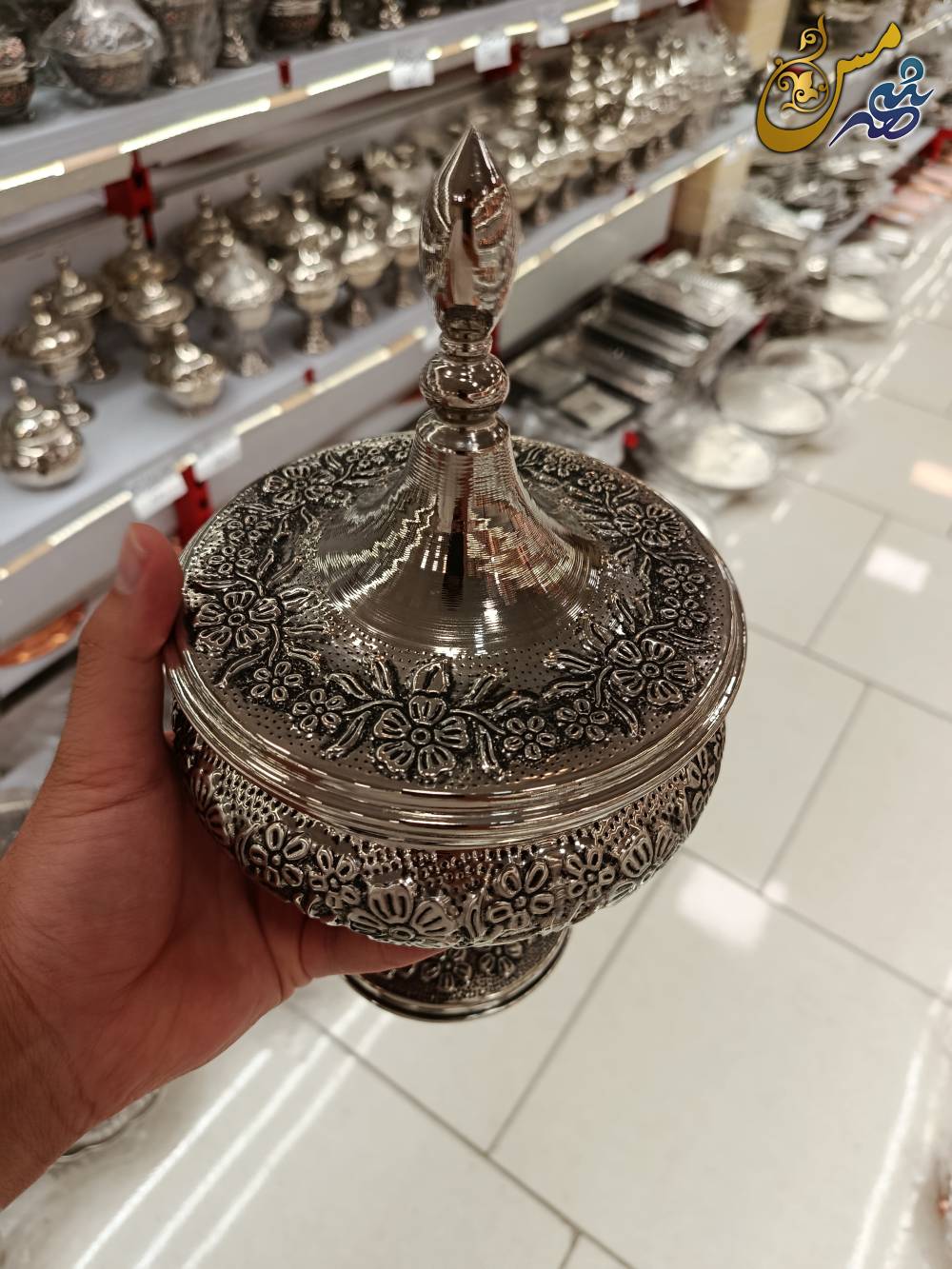 شکلات خوری مسی قجر گلبرگ کروم 