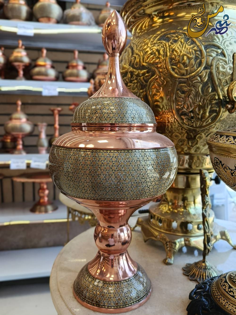 شکلات خوری مسی پایه دار خاتم 