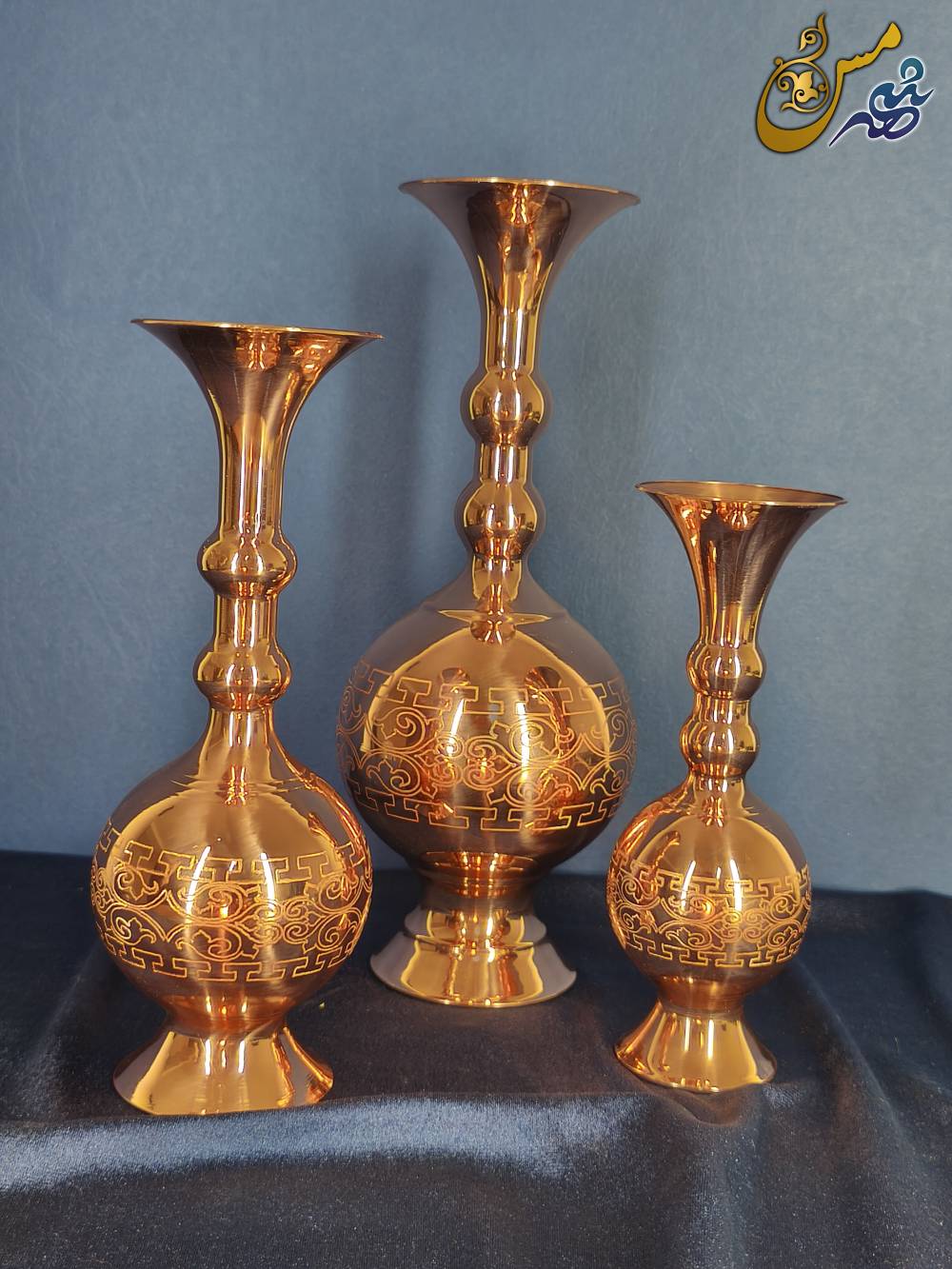 گلدان مسی طرح دار