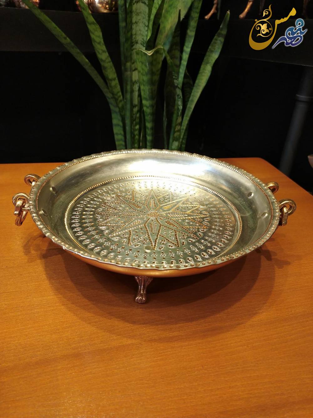 سینی مسی پایه دار گوشواره دار