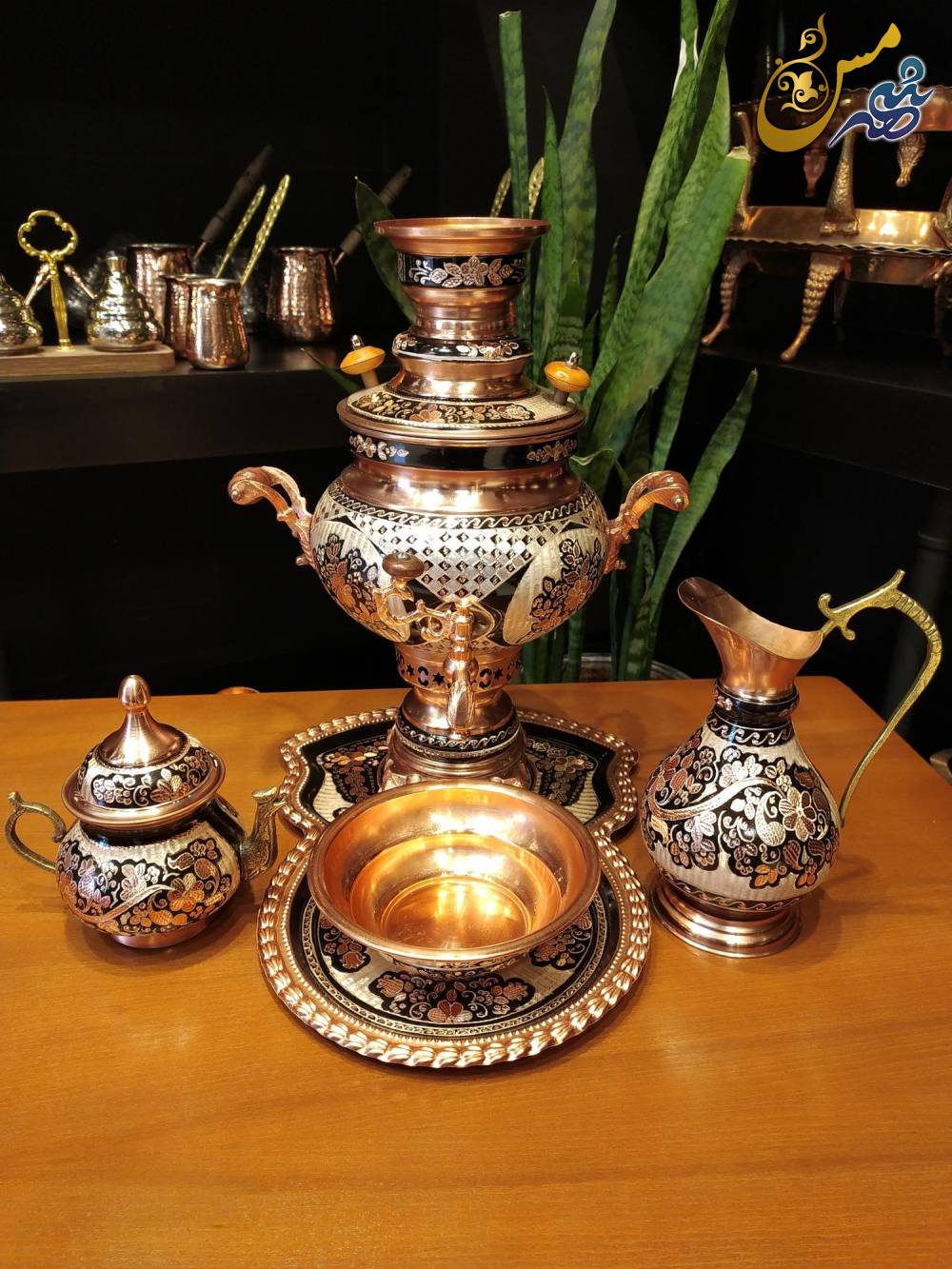 ست سماور مسی نقره کوب