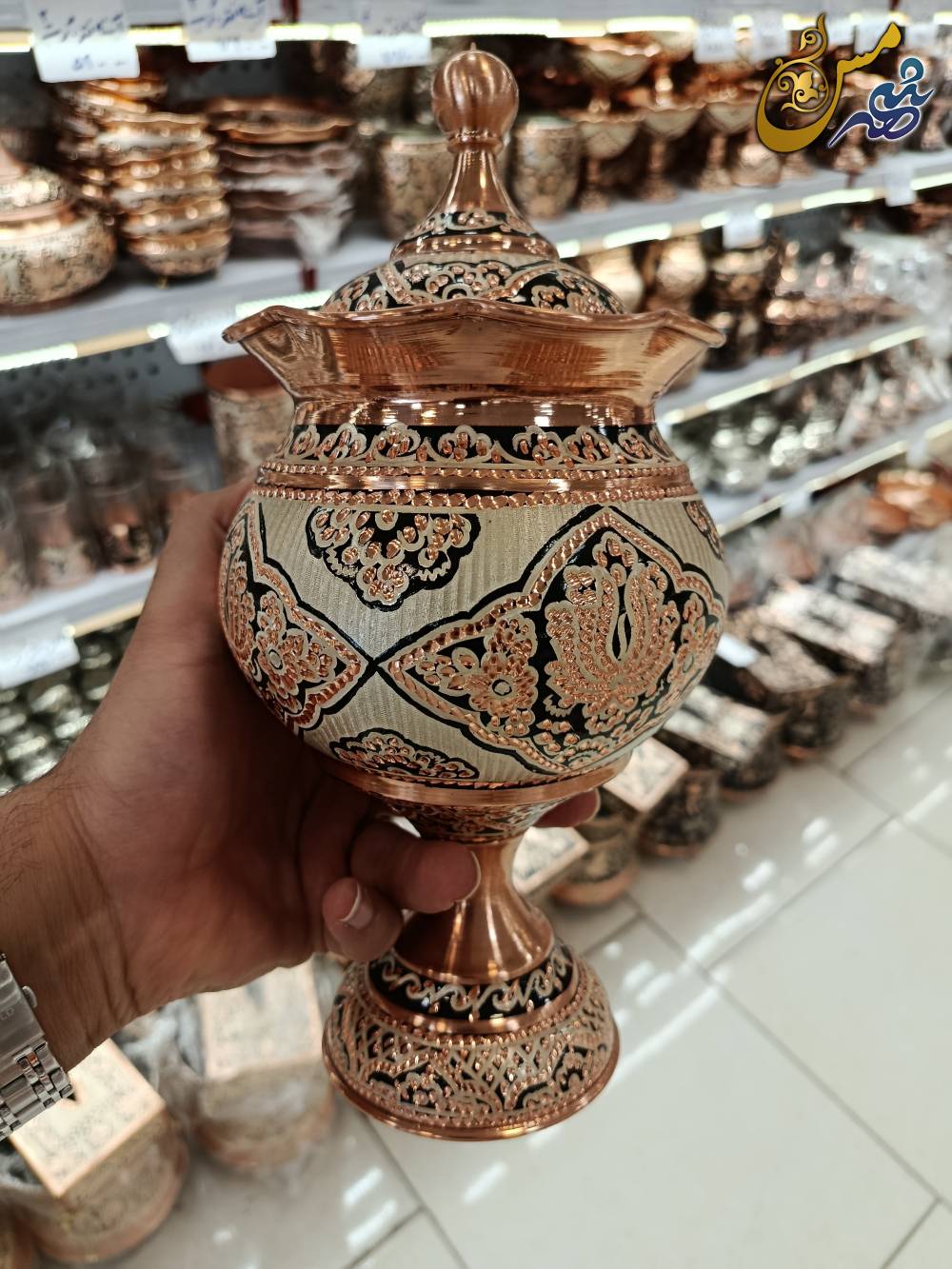 شکلات خوری مسی نقره کوب 