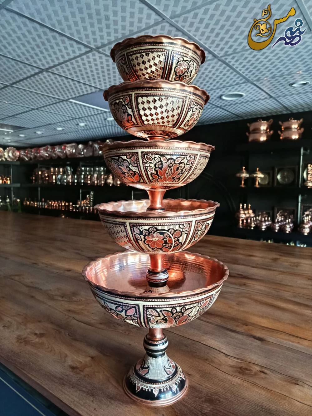 سرویس پذیرایی مسی نقره کوب 5 پارچه مدل ژیوا