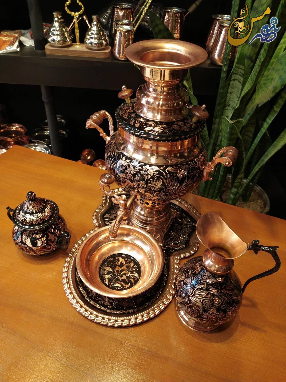 ست سماور مسی نیم تراش