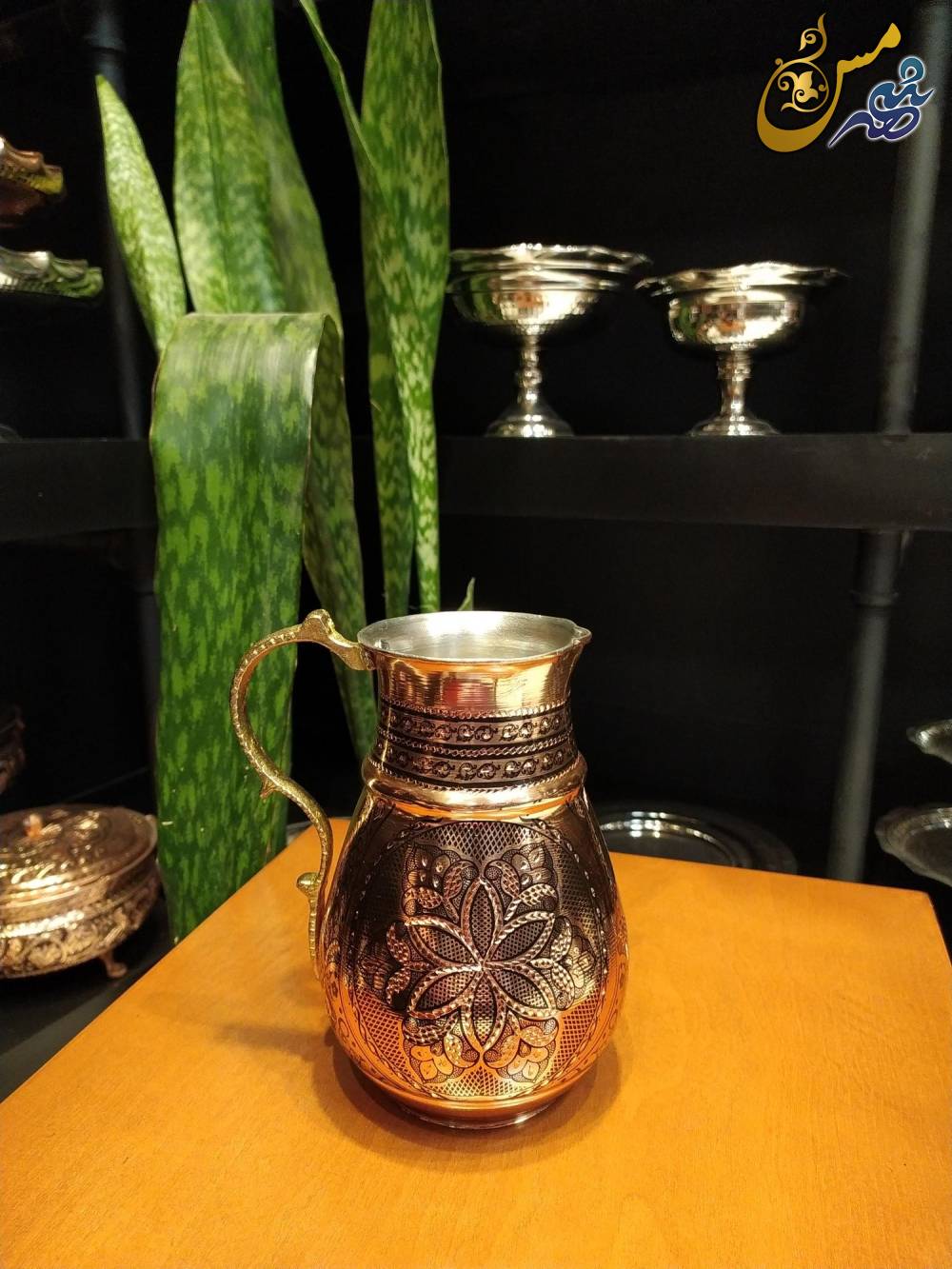 پارچ مسی خمره ای الماس تراش