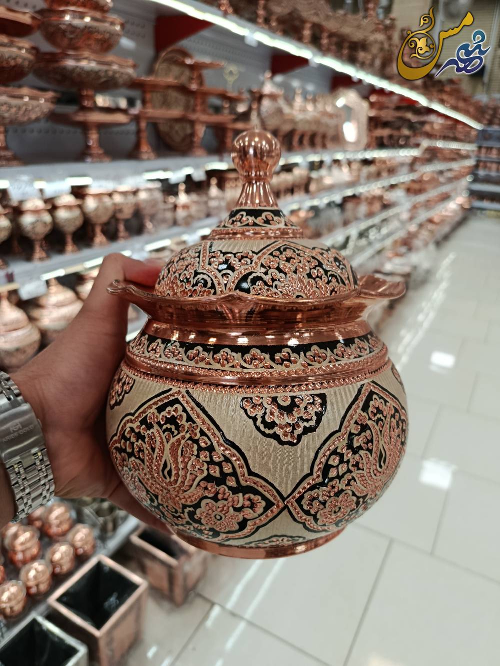 آجیل خوری مسی نقره کوب بدون پایه