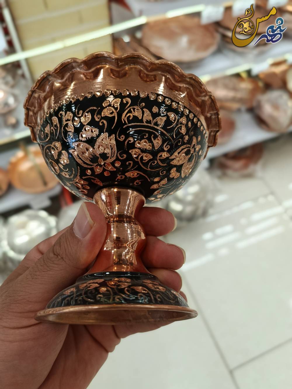 جام تک نفره مسی الماس تراش