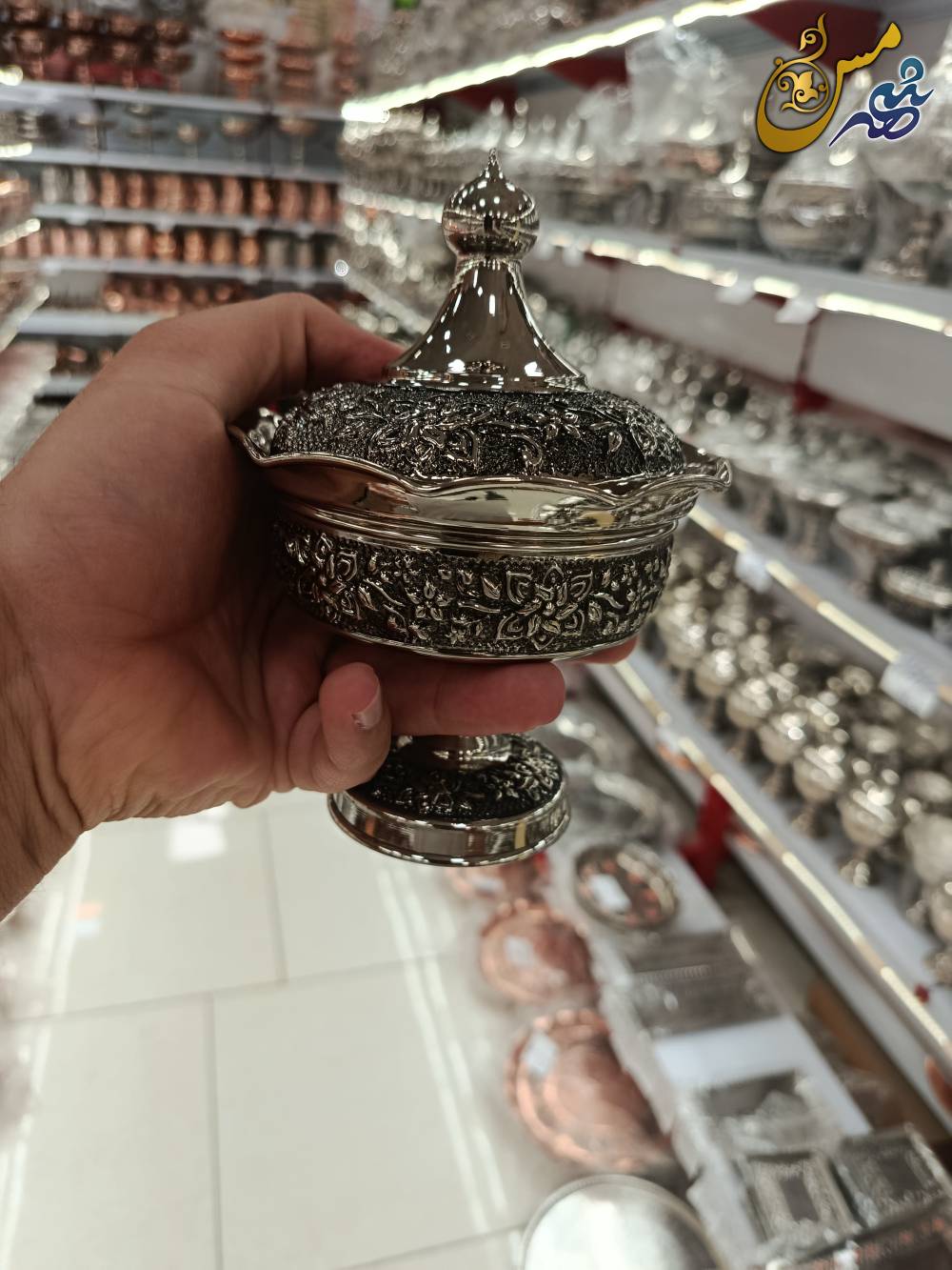 قندان مسی کروم گلبرگ یاس