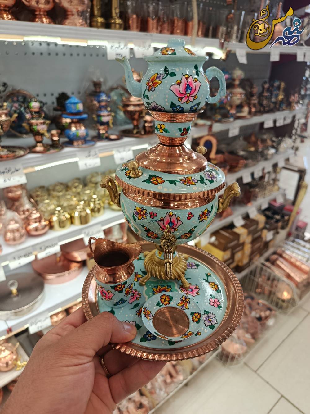 سرویس سماور مسی دست ساز دکوری 