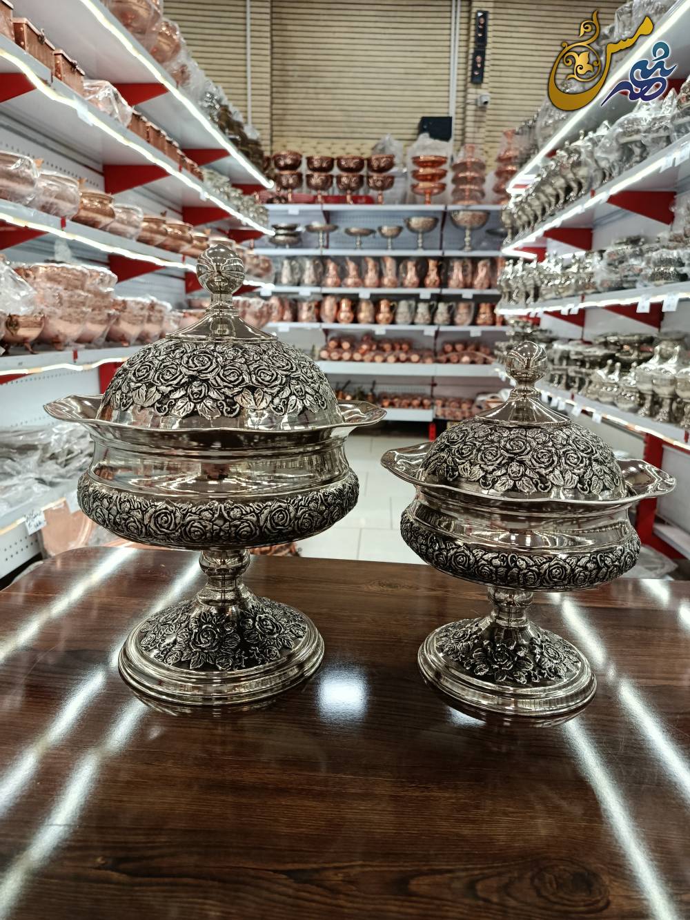 شکلات و آجیل خوری مسی گلبرگ پایه دار کروم